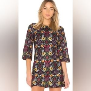 Alice & Olivia embroidered floral baroque mini shift dress new without tags.